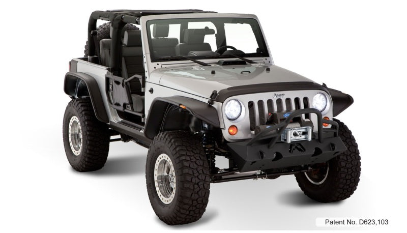 Bushwacker 07-18 Jeep Wrangler Flat Style Flares 4pc Fits 2-Door Sport Utility Only - Black Bushwacker