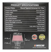 Load image into Gallery viewer, K&amp;N Universal Round Clamp-On Air Filter 3in Flange ID x 6in Base OD x 4.625in Top OD x 3in Height K&amp;N Engineering