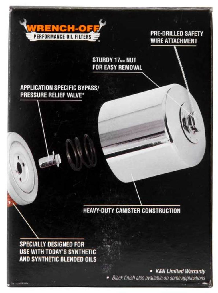 K&N Harley Davidson 3in OD x 4.063in H Chrome Oil Filter K&N Engineering
