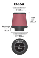 Load image into Gallery viewer, K&amp;N Round Tapered Universal Air Filter 6 inch Flange 7 1/2 inch Base 5 inch Top 7 1/2 inch Height K&amp;N Engineering