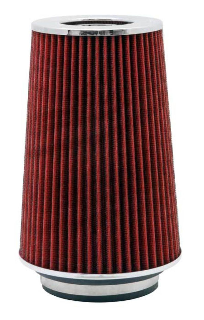 K&N Universal Air Filter Chrome Round Tapered Red - 4in Flange ID x 1.125in Flange Length x 9.5in H K&N Engineering