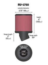 Load image into Gallery viewer, K&amp;N Filter Universal Rubber Round Straight Filter 20 Deg Angled 2-7/16in Flange 3-3/4in OD 4in H K&amp;N Engineering