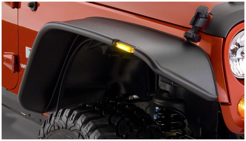Bushwacker 07-18 Jeep Wrangler Unlimited Flat Style Flares 4pc 4-Door Sport Utility Only - Black Bushwacker