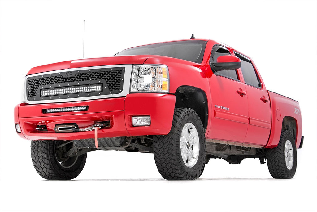 Mesh Grille | 30" Dual Row LED | Black | Chevy Silverado 1500 (07-13) Rough Country