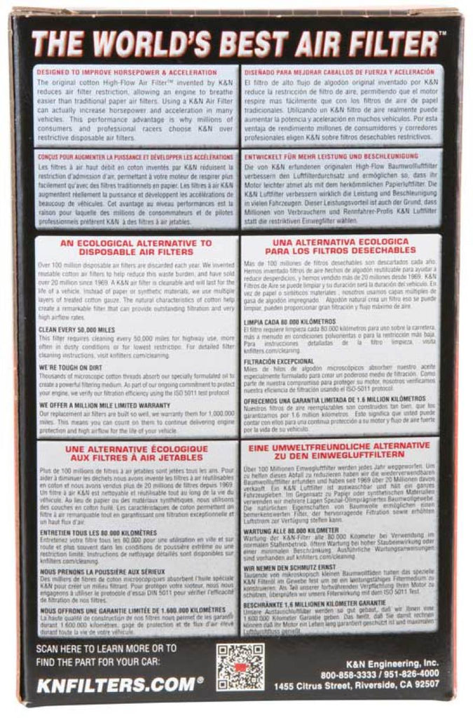 K&N Filter Universal Rubber Filter - Round Straight 3.5in Base OD x 3.5in Top OD x 5in H K&N Engineering