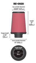 Load image into Gallery viewer, K&amp;N Universal Rubber Filter 3 1/2inch ID FLG / 6inch Base / 4-5/8inch Top / 9inch Height K&amp;N Engineering