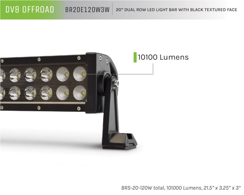 DV8 Offroad BRS Pro Series 20in Light Bar 120W Flood/Spot 3W LED - Black DV8 Offroad