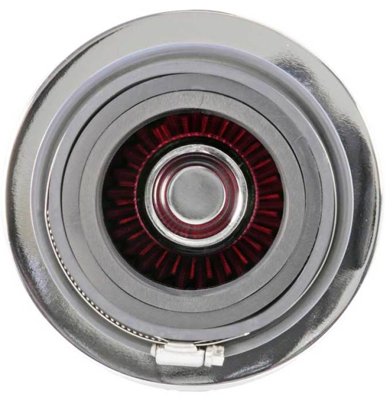K&N Universal Air Filter Chrome Round Tapered Red - 4in Flange ID x 1.125in Flange Length x 5.5in H K&N Engineering