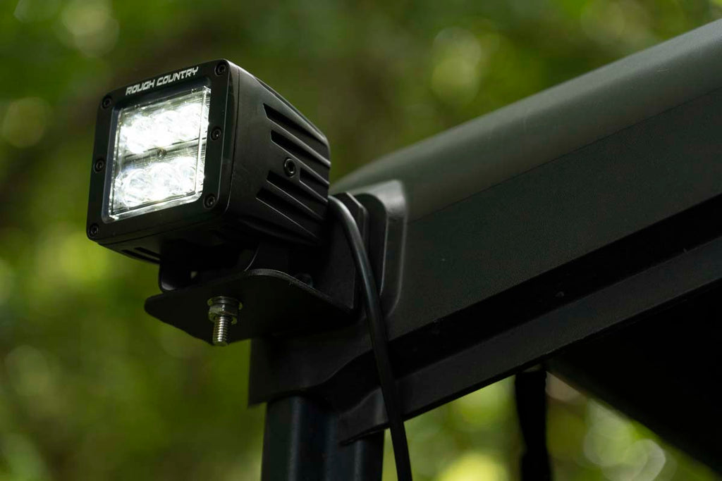 LED Light | Cab Mount | 2" Black Pair | Flood | Can-Am Defender HD 5/HD 8/HD 9/HD 10 Rough Country