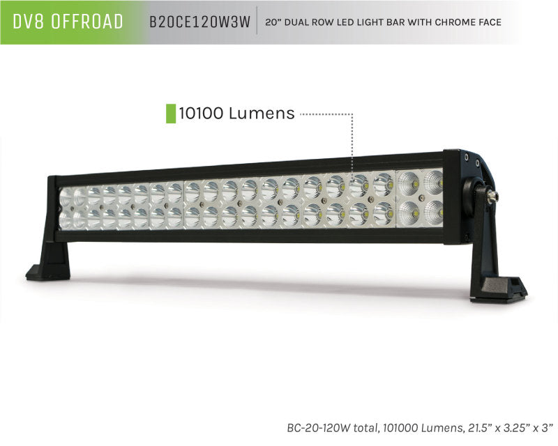 DV8 Offroad Chrome Series 20in Light Bar 120W Flood/Spot 3W LED DV8 Offroad
