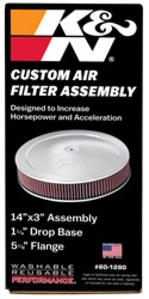 K&N 14in Red Custom Air Cleaner Assembly - 5.125in ID x 14in OD x 2.75in H x 1.25in Drop Base K&N Engineering