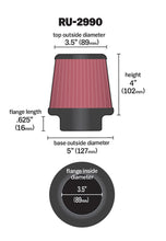 Load image into Gallery viewer, K&amp;N Filter Universal Rubber Filter 3 1/2 inch Flange 5 inch Base 3 1/2 inch Top 4 inch Height K&amp;N Engineering