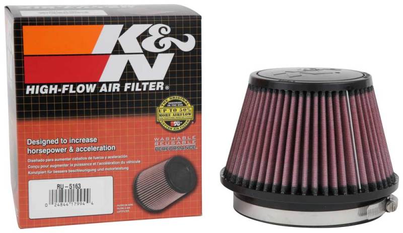K&N Universal Rubber Filter 5in Flange ID x 6.5in Base OD x 4.5in Top OD x 4.125in Height K&N Engineering