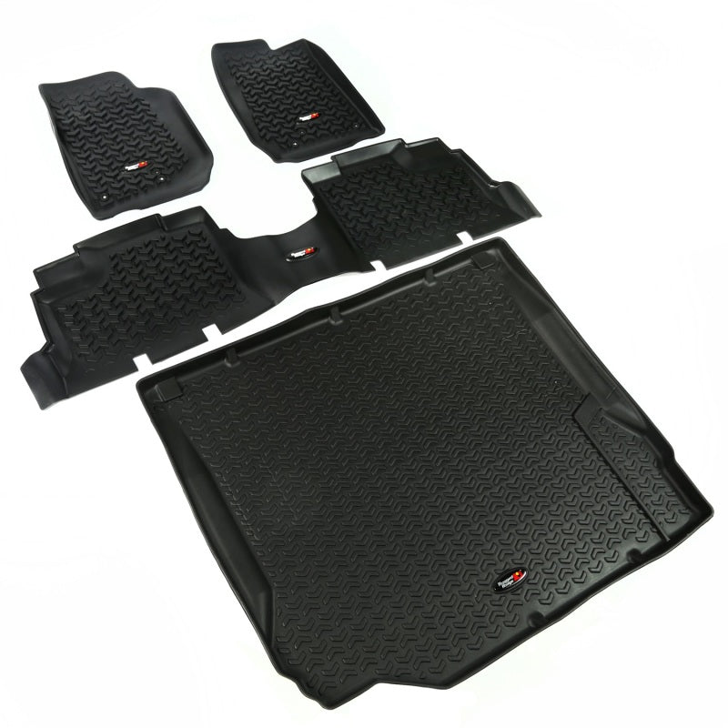 Rugged Ridge Floor Liner Front/Rear/Cargo Black 2007-2010 Jeep Wrangler JK 4 Dr Rugged Ridge