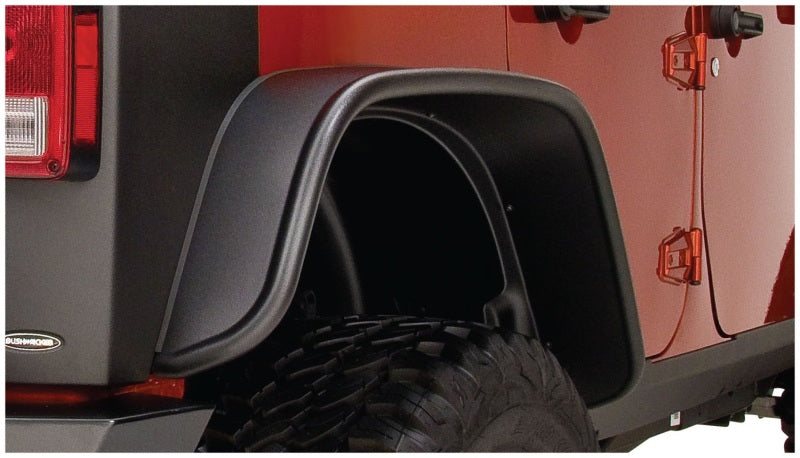 Bushwacker 07-18 Jeep Wrangler Unlimited Flat Style Flares 2pc 4-Door Sport Utility Only - Black Bushwacker