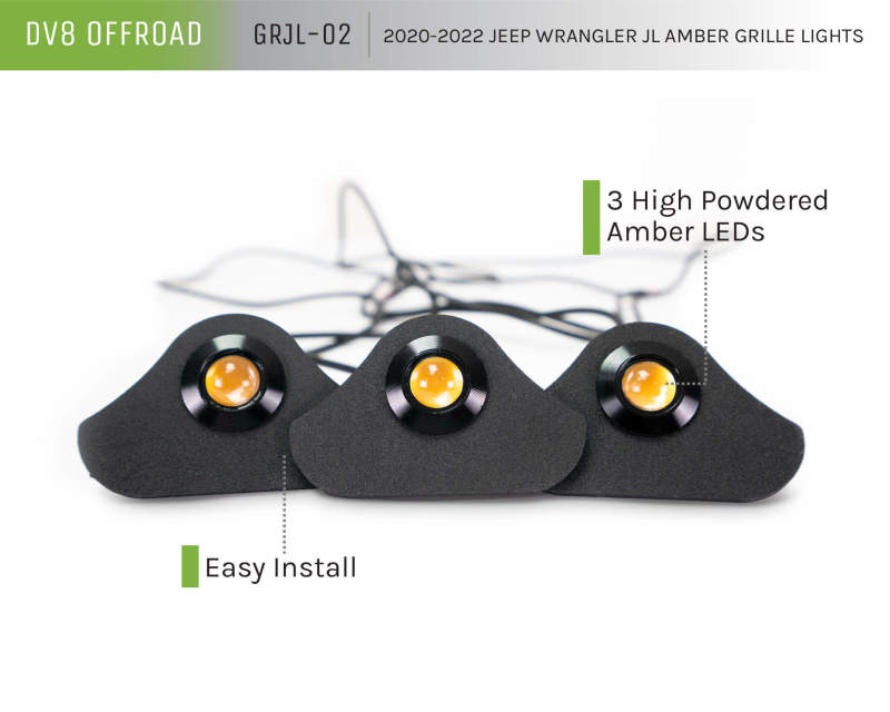 DV8 Offroad 2018+ Jeep JL Grill Amber Marker Lights DV8 Offroad