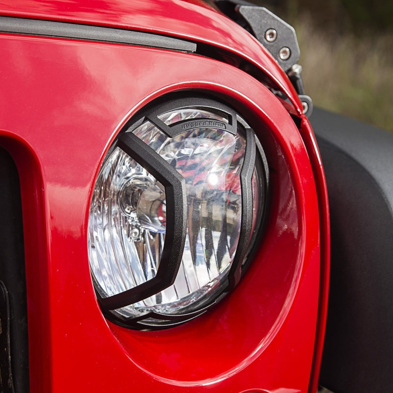 Rugged Ridge 07-18 Jeep Wrangler JK/JKU Textured Black Elite Headlight Euro Guards Rugged Ridge