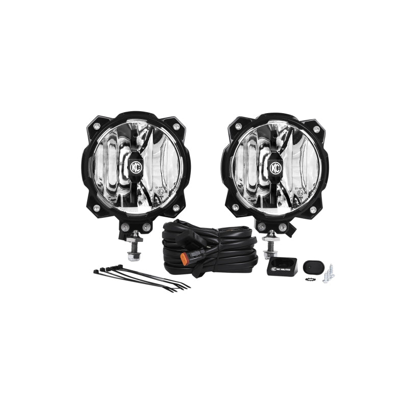 KC HiLiTES 6in. Pro6 Gravity LED Light 20w Single Mount SAE/ECE Driving Beam (Pair Pack System) KC HiLiTES