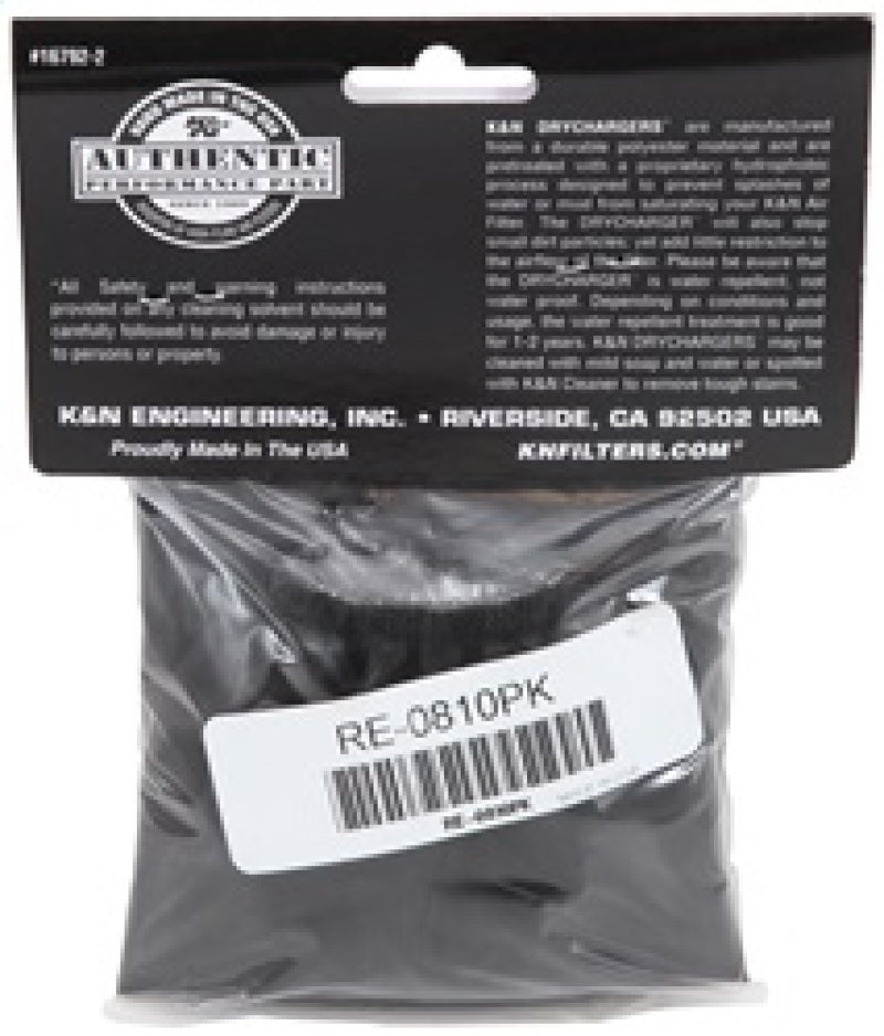 K&N Universal Round Tapered Filter Wrap - Black - 6in Base ID x 4.625in Top ID x 9in Height K&N Engineering