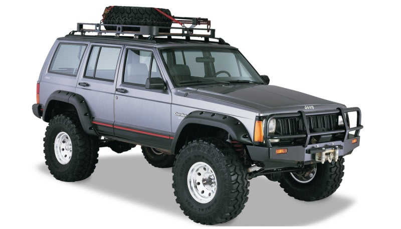 Bushwacker 84-01 Jeep Cherokee Cutout Style Flares 4pc Fits 4-Door Sport Utility Only - Black Bushwacker