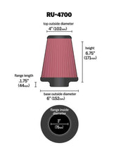 Load image into Gallery viewer, K&amp;N Universal Tapered Filter 3in Flange ID x 6in Base OD x 4in Top OD x 6.75in Height K&amp;N Engineering