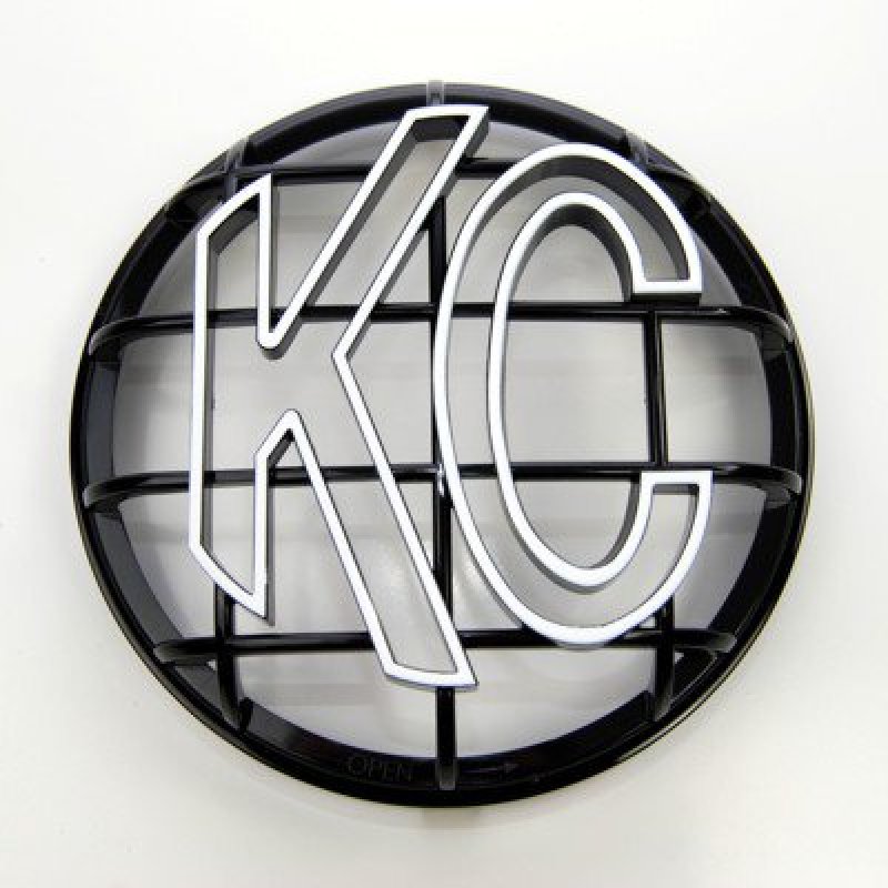 KC HiLiTES 6in. Round ABS Stone Guard for Apollo Lights (Single) - Black w/White KC Logo KC HiLiTES