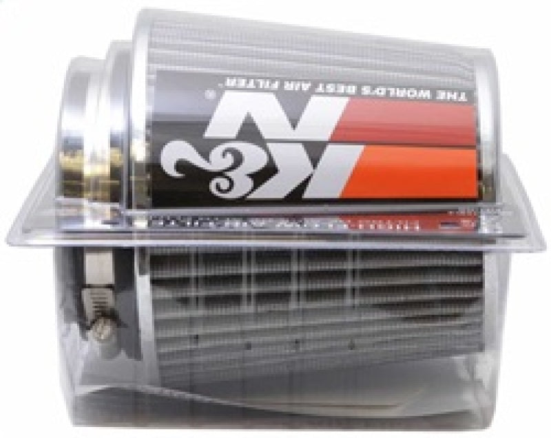 K&N Universal Filter Chrome Round Tapered White - 4in Flange ID x 1.125in Flange Length x 5.5in H K&N Engineering