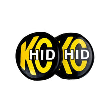 Load image into Gallery viewer, KC HiLiTES 8in. Round Soft Cover HID (Pair) - Black w/Yellow Brushed KC Logo KC HiLiTES