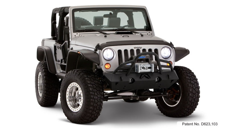 Bushwacker 07-18 Jeep Wrangler Flat Style Flares 4pc Fits 2-Door Sport Utility Only - Black Bushwacker