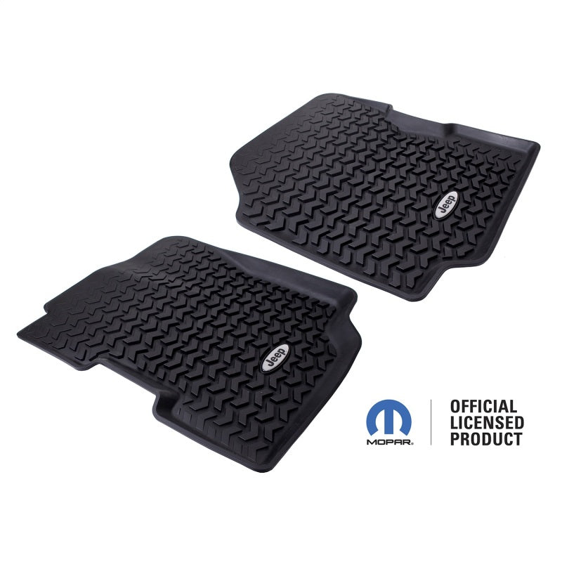 Rugged Ridge Floor Liner Front Black 1976-1995 Jeep Logo CJ-7 / CJ-8 / Jeep Wrangler YJ Rugged Ridge