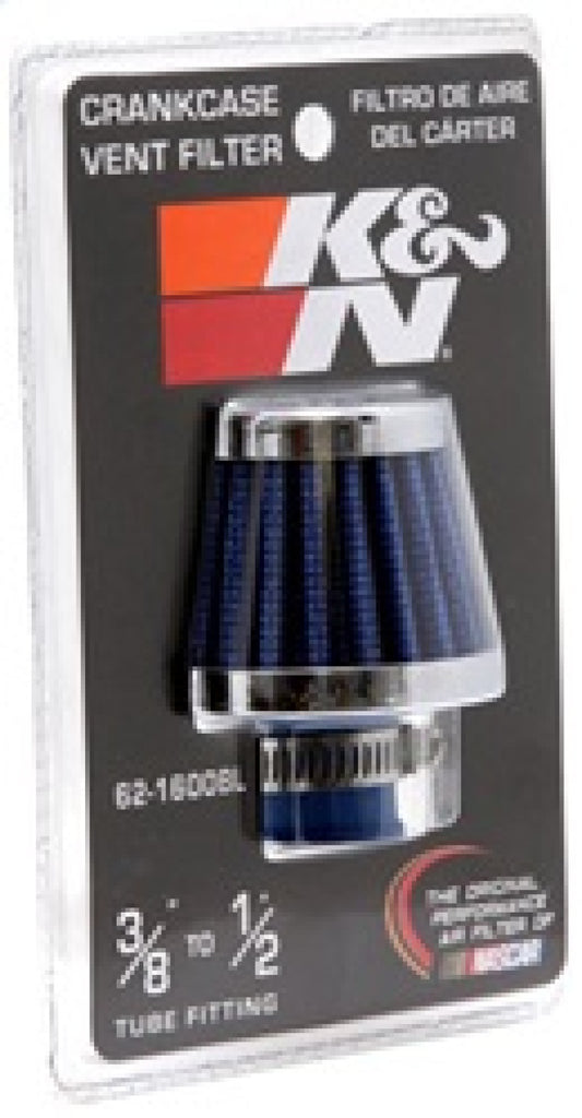 K&N 2in Base OD x .375in Flange ID x 1.75in H Rubber Base Crankcase Vent Filter - Blue K&N Engineering