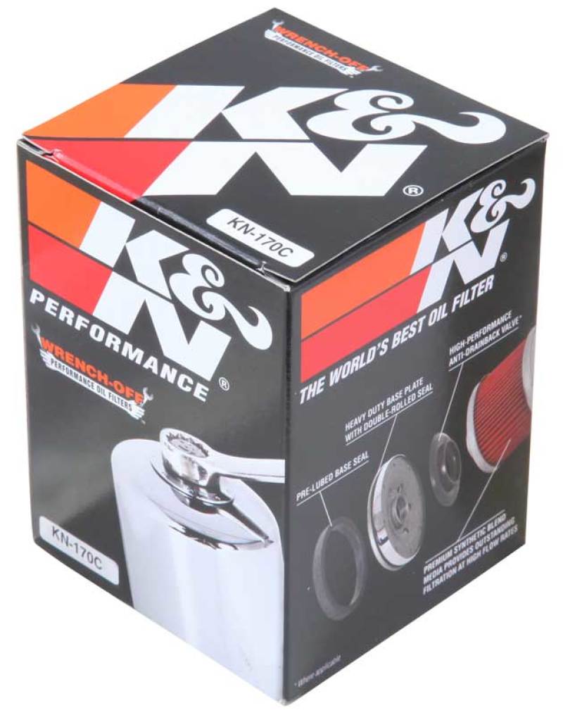 K&N Harley Davidson 3in OD x 4.063in H Chrome Oil Filter K&N Engineering