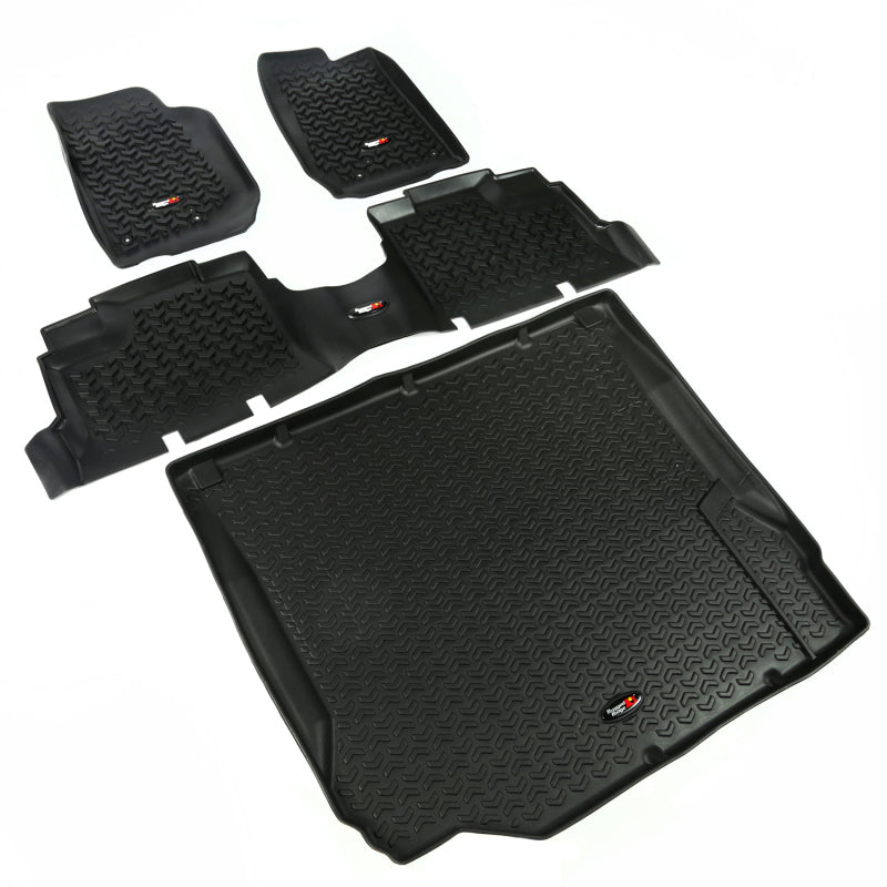Rugged Ridge Floor Liner Front/Rear/Cargo Black 2007-2010 Jeep Wrangler JK 4 Dr Rugged Ridge