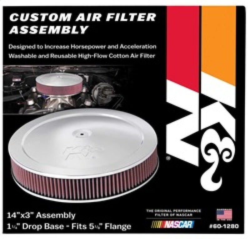 K&N 14in Red Custom Air Cleaner Assembly - 5.125in ID x 14in OD x 2.75in H x 1.25in Drop Base K&N Engineering