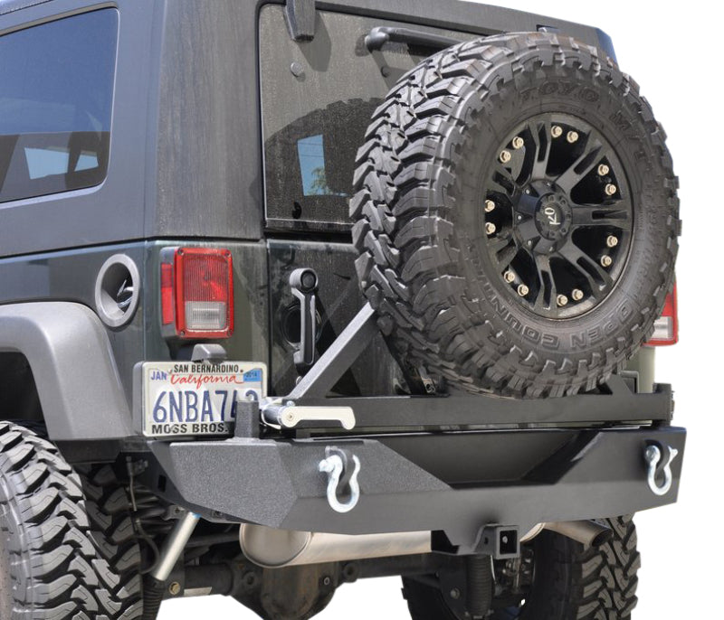 DV8 Offroad 07-18 Jeep Wrangler JK Rear Aluminum Bumper w/ Tire Carrier - Black DV8 Offroad
