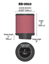Load image into Gallery viewer, K&amp;N Universal Rubber Filter 3 inch 5 Degree FLG 4 1/2 inch OD 5 inch Height K&amp;N Engineering