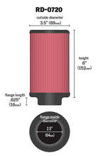 Load image into Gallery viewer, K&amp;N Universal Rubber Filter 2.5in Flange ID x 3.5in OD x 6in Height K&amp;N Engineering
