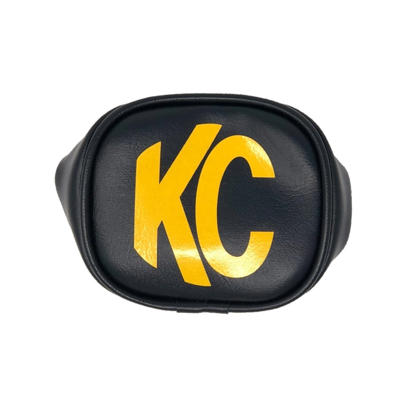 KC HiLiTES 3in. Rectangle Soft Cover (Pair) - Black w/Yellow KC Logo KC HiLiTES