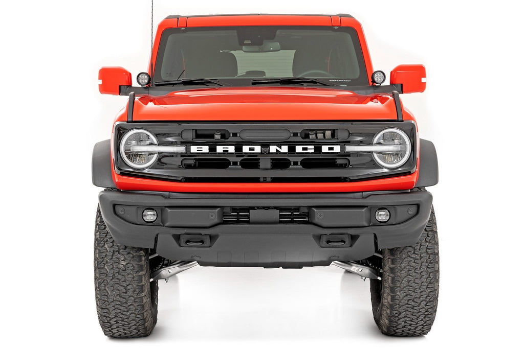 LED Light Kit | Ditch Mount | 3.5" Black Round Pair | Amber DRL | Ford Bronco (21-23) Rough Country
