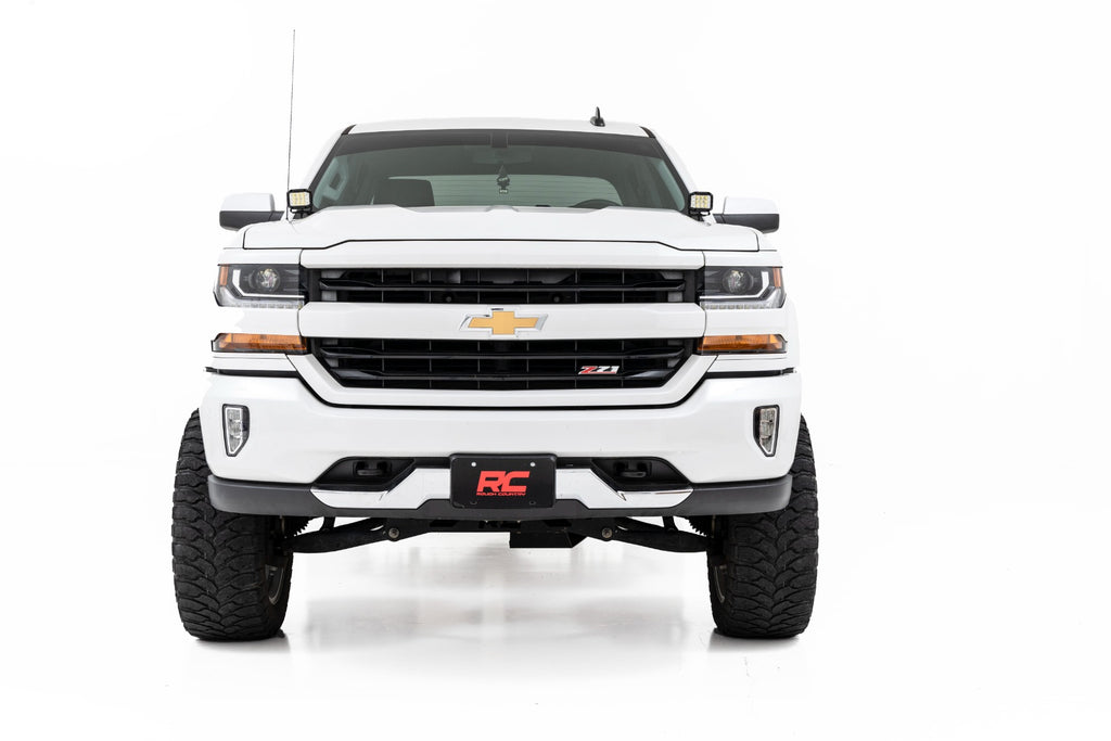 LED Ditch Light Kit | 2in Black Pair | White DRL | Chevy/GMC 1500 (14-18) Rough Country