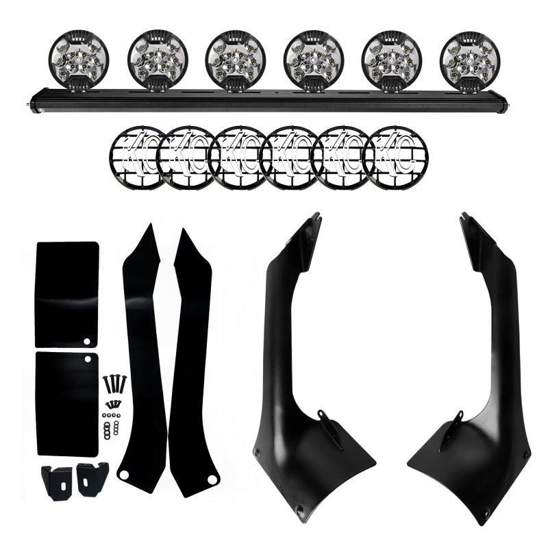 KC HiLiTES 18-21 Jeep JL/JT 50in. Overhead Xross Bar Kit w/(6) SlimLite LED Lights 300W - Black KC HiLiTES