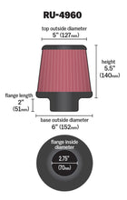 Load image into Gallery viewer, K&amp;N Filter Universal Rubber Filter 2 3/4 inch Flange 6 inch Base 5 inch Top 5 1/2 inch Height K&amp;N Engineering