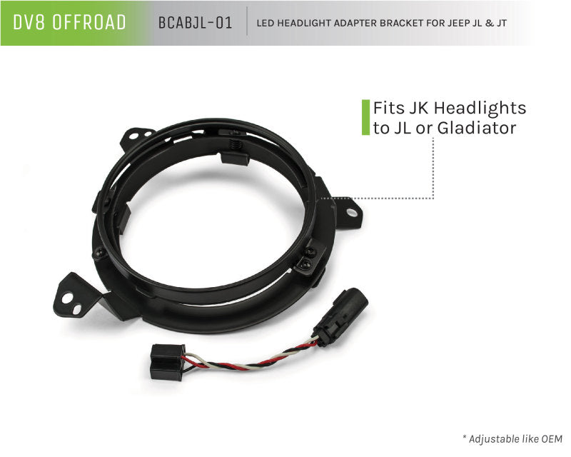 DV8 Offroad 18+ Jeep JL/Gladiator TJ / 7in Headlights Adapter Kit DV8 Offroad