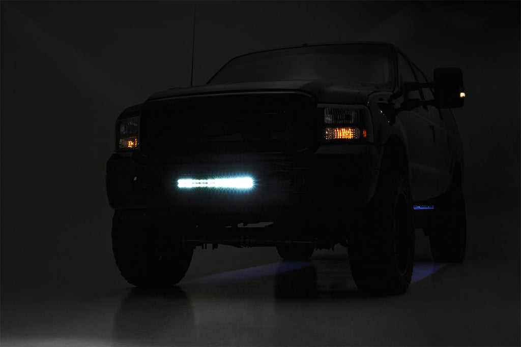 LED Light Kit | Bumper Mount | 2" Black Dual Row | White DRL | Ford Super Duty (05-07) Rough Country