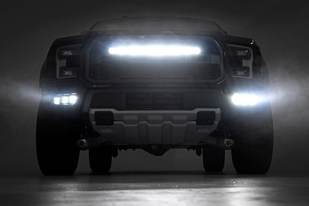 LED Light Kit | Fog Mount | Triple 2" Black Pair | Amber DRL | Ford Raptor (17-20) Rough Country