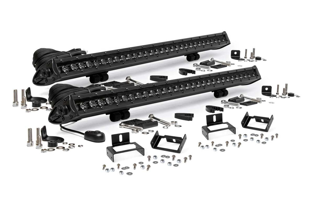 LED Light Kit | Grill Mount | 30" Black Single Row Pair | Ford Super Duty (11-16) Rough Country