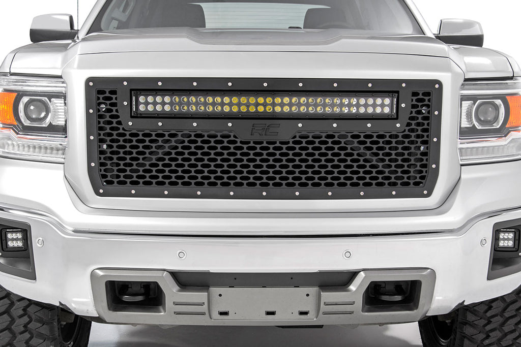 Mesh Grille | 30" Dual Row LED | Black | Amber DRL | GMC Sierra 1500 (14-15) Rough Country