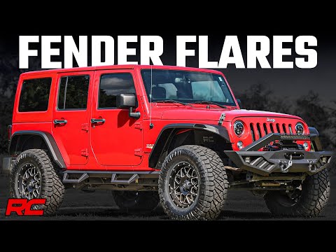 High Clearance LED Flat Fender Flare Kit | UV Treated | Jeep Wrangler JK (07-18) Rough Country
