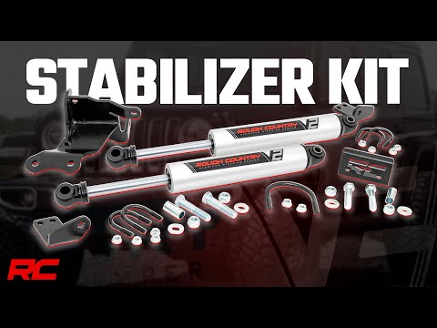 V2 Steering Stabilizer | Dual | 2.5-8 Inch Lift | Jeep Gladiator JT (20-22)/Wrangler JL (18-23) Rough Country