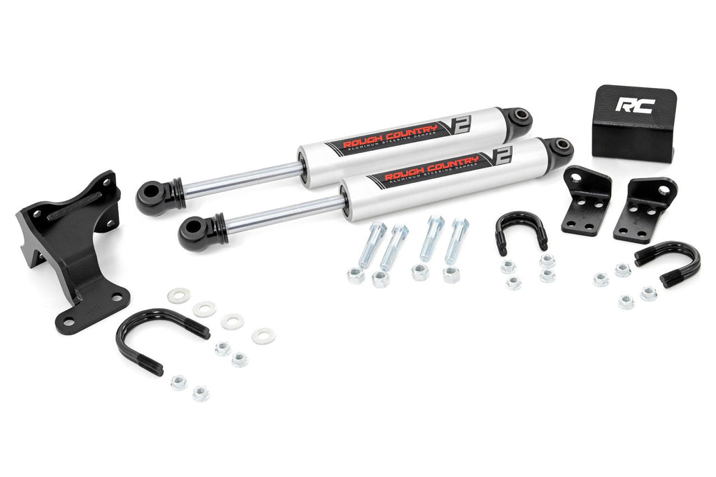 V2 Steering Stabilizer | Dual | 2-8 Inch Lift | Jeep Wrangler JK (07-18) Rough Country